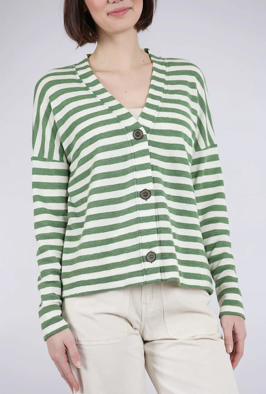 Wool Box Cardigan, Raw White/Grasshopper