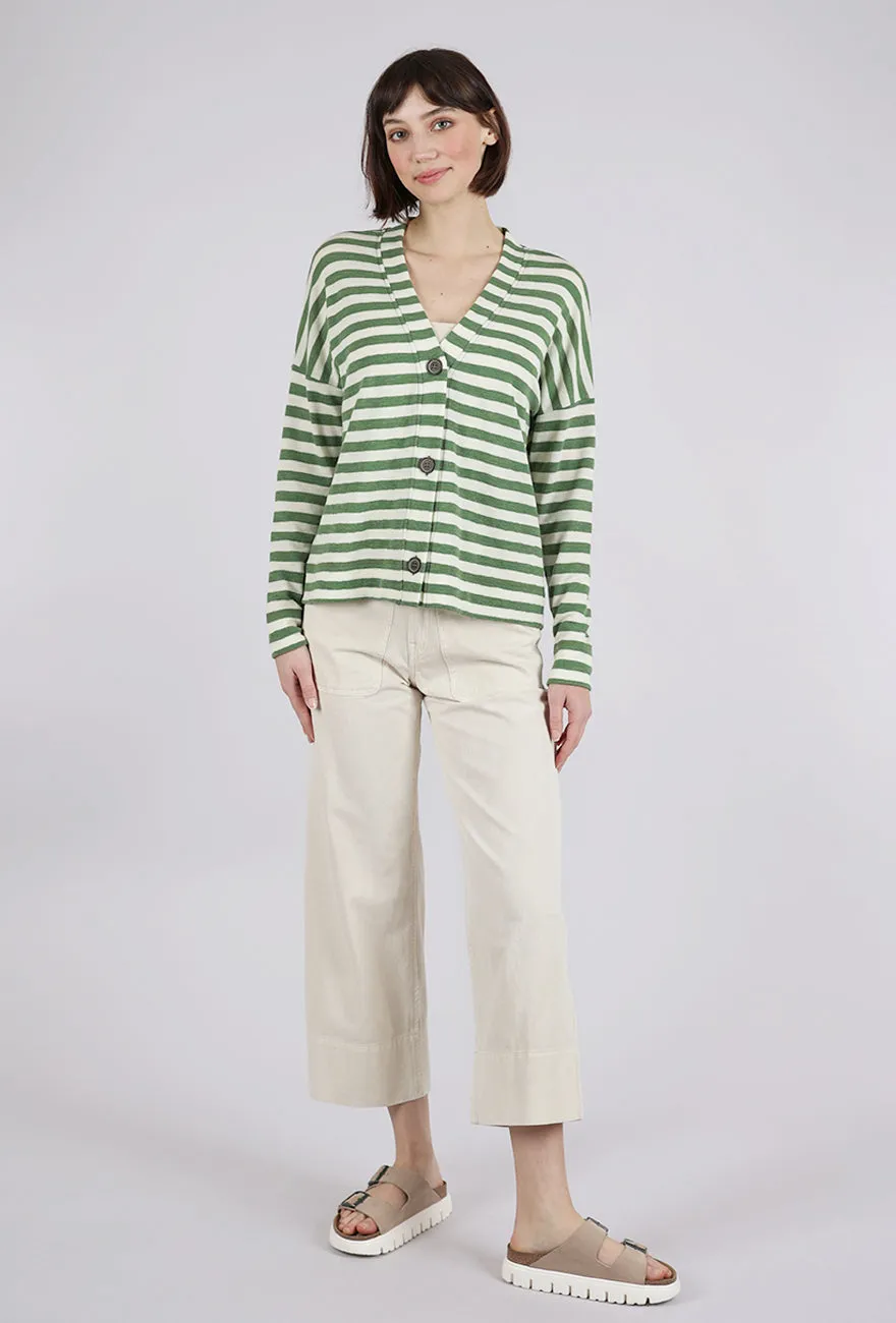 Wool Box Cardigan, Raw White/Grasshopper