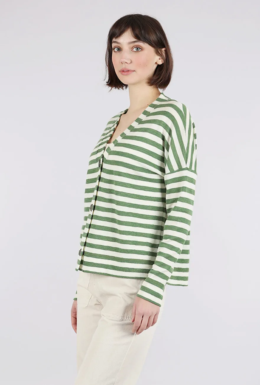 Wool Box Cardigan, Raw White/Grasshopper